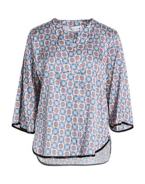 Woman Top Slate blue Size 10 Silk, Elastane