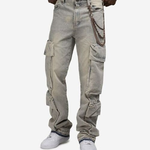 Men's Baggy Cargo Pants With Chain in Blue
