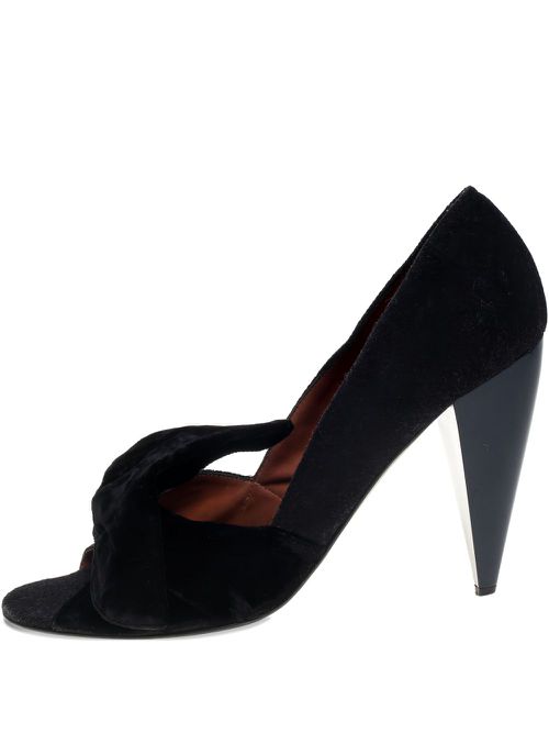105mm velvet bow-detailing pumps - Black