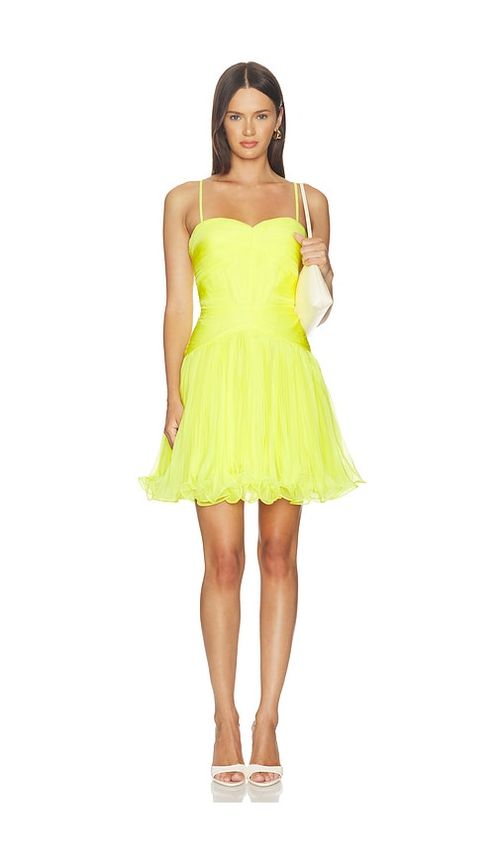 AKNVAS Canary Micropleated Cocktail Dress in Yellow. 0 also , 6, 8