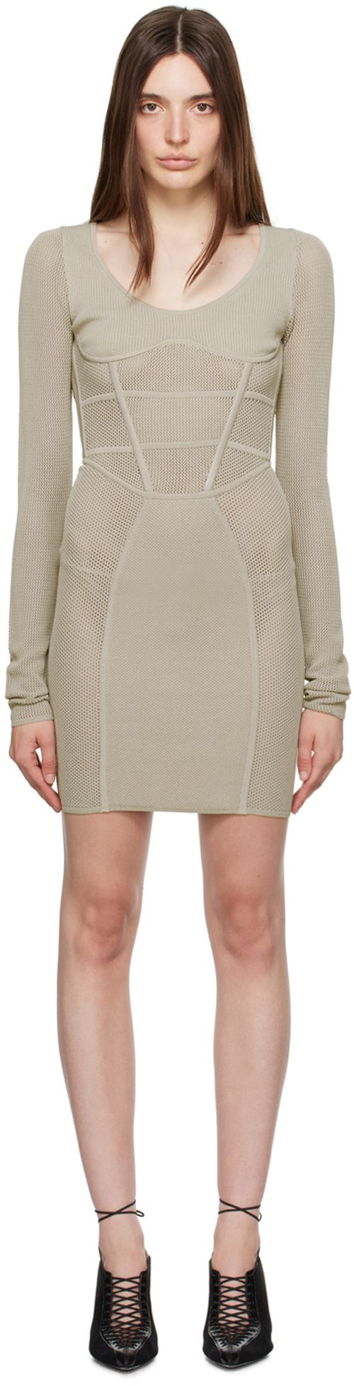 Gray mesh mini dress