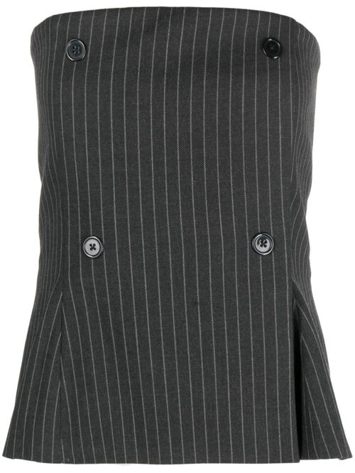 Pinstripe-pattern bandeau top - Black