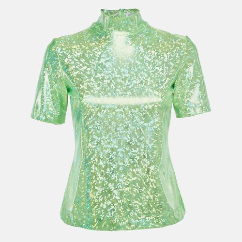 Poison Green Foil Print Jersey Cut-Out Top