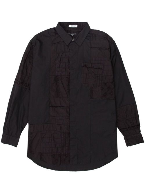 Patchwork short-collar shirt - Black