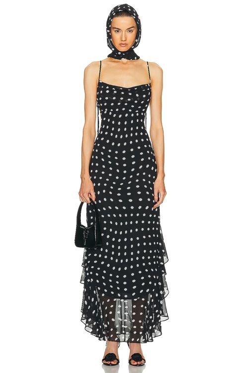 LPA Giulia Maxi Dress in Black And Cream - Black. XXS also in L, M