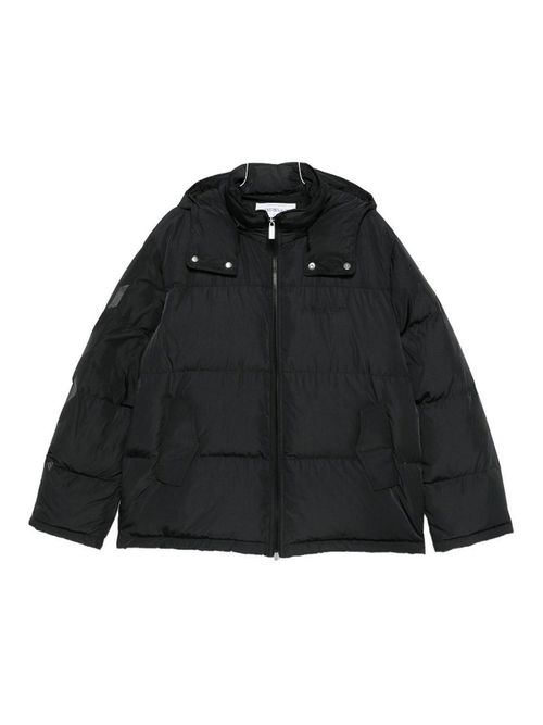 Black Short Down Jacket With Iconi Arrows
