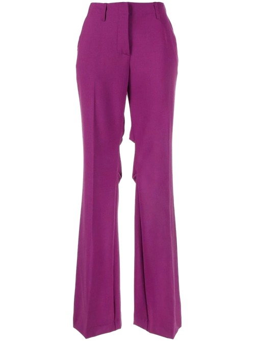 Mid-Rise Flared Trousers — Fuchsia