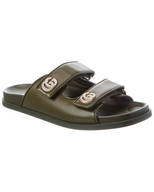 Crystal Double GG Leather Sandal