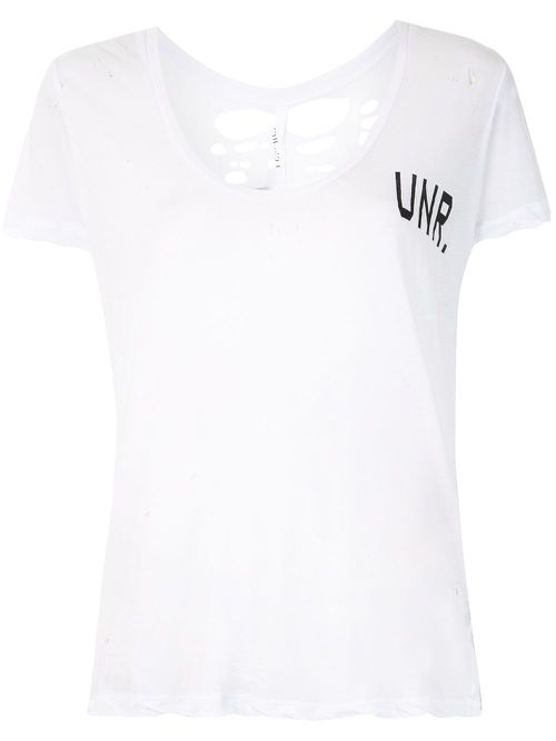 Distressed UNR print T-shirt - White