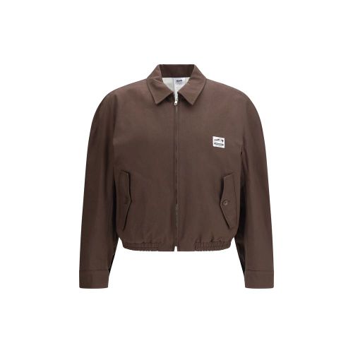 Cotton Gabardine Bomber Jacket — Brown