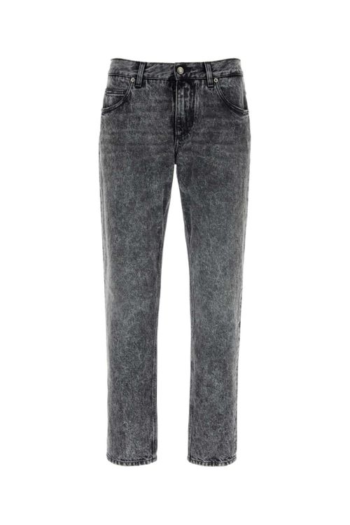 Acid-Washed Denim Jeans — Gray