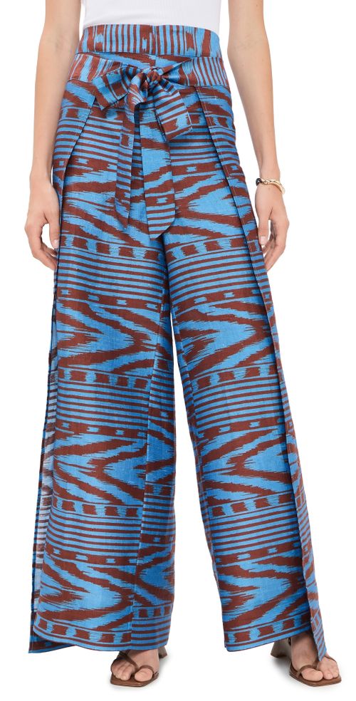 Two Panel Wrap Pants IKAT STRIPE MARBLE AZUL