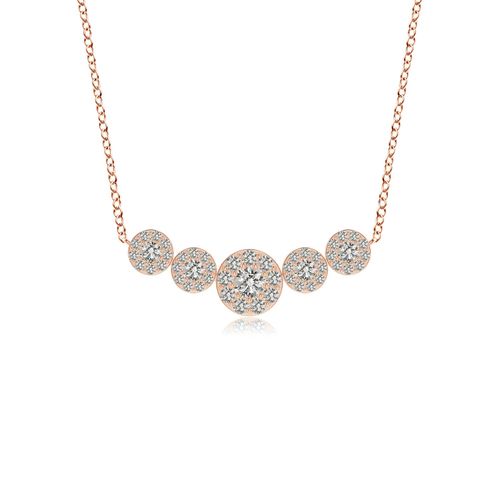 Angara 1.01 Carats Graduated Five Stone Diamond Halo Necklace in 14K Rose Gold