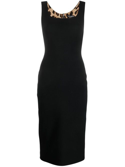 Square-neck midi dress - Black