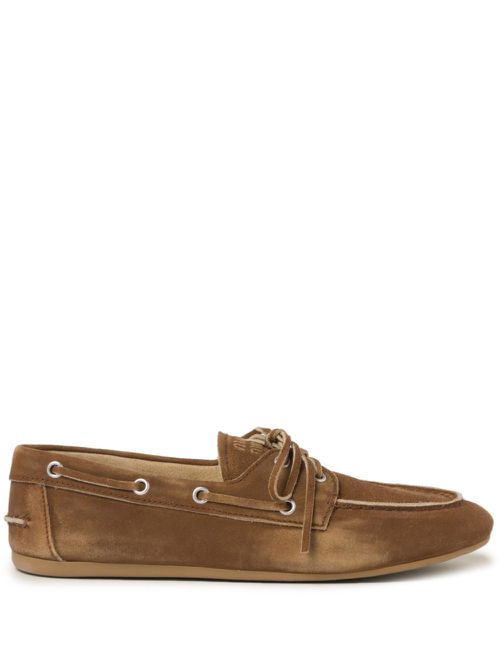 Logo-embossed suede loafers - Brown