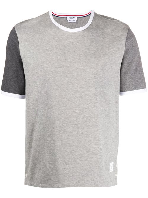 Tonal short-sleeve cotton ringer T-shirt - Grey