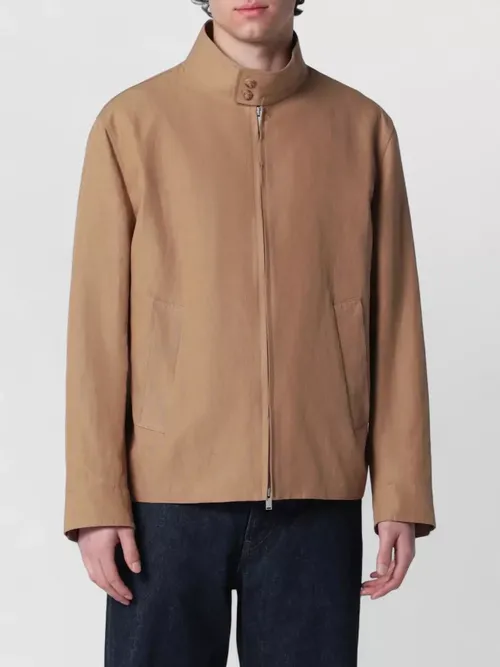 Lardini - high collar long sleeve coat button detai