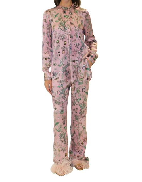 Pauline De Rothchild Silk Tunic Blouse In Pink, Multi