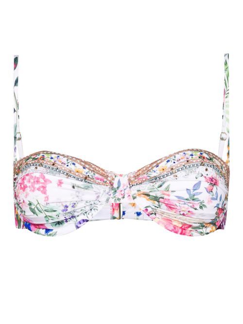 Plumes And Parterres bikini top - White