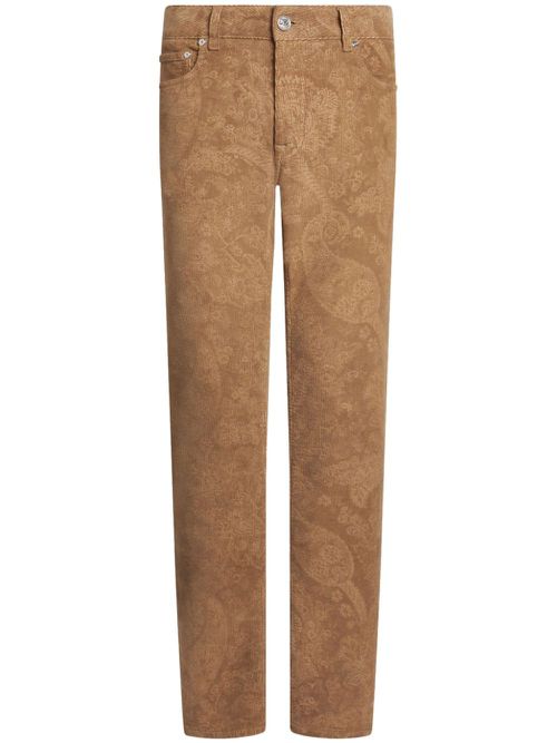 Paisley-jacquard slim-cut trousers - Brown