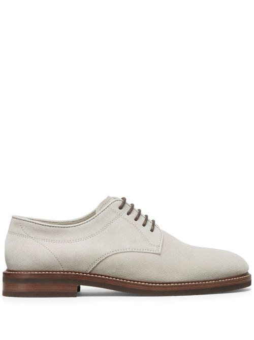 Panelled suede derby shoes - Neutrals