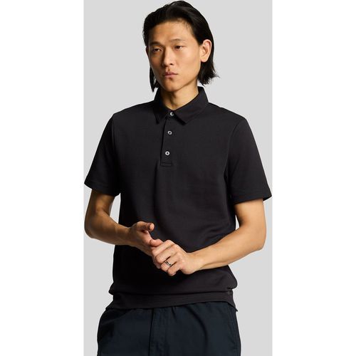 Lyle & Scott Mens Twill Texture Polo Shirt - Lacquer - Black Cotton - Large