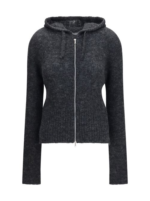 Alpaca-Blend Zip-Up Hoodie — Gray