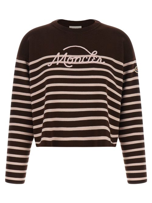 Striped Virgin Wool Sweater — Brown