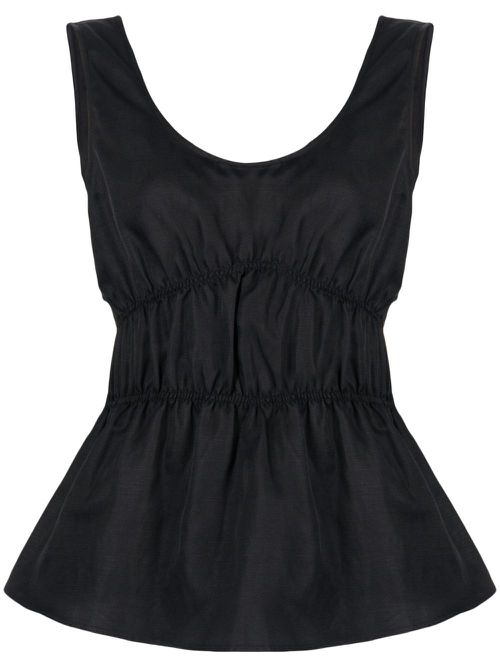 Ruched sleeveless top - Black