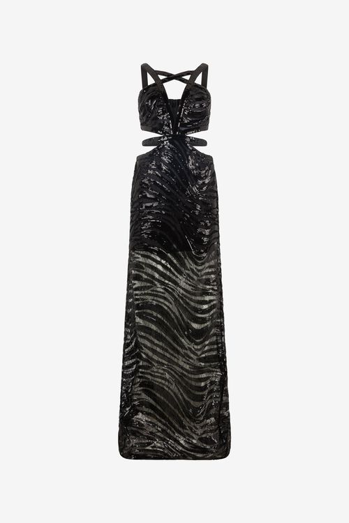 See-through Dress With Sequined Zebra Pattern