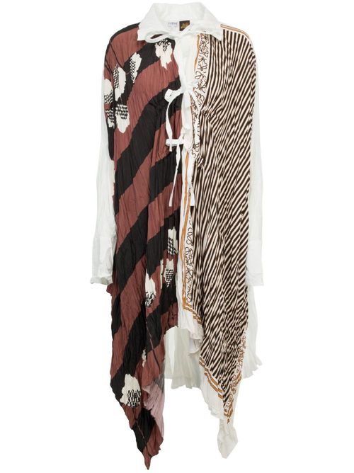 Graphic-print shirt dress - Neutrals