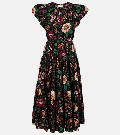Marin floral cotton poplin midi dress