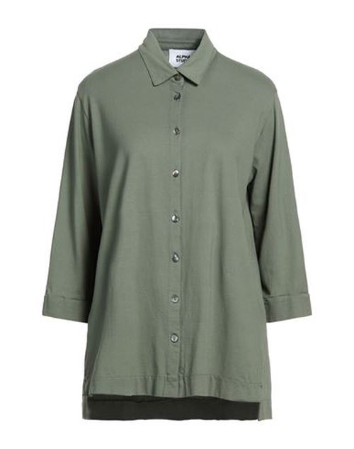 Woman Shirt Military green Size 10 Cotton, Elastane