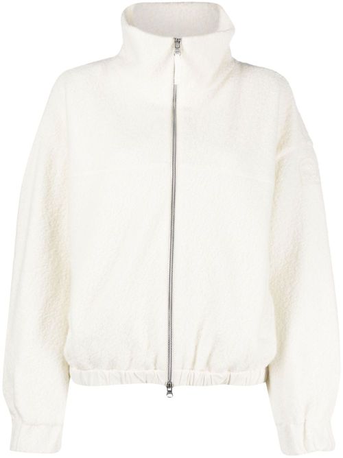 Minori logo-patch bouclé jacket - White