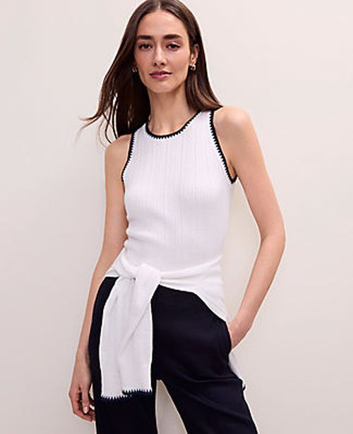 Ann Taylor Tipped Sweater Shell Top