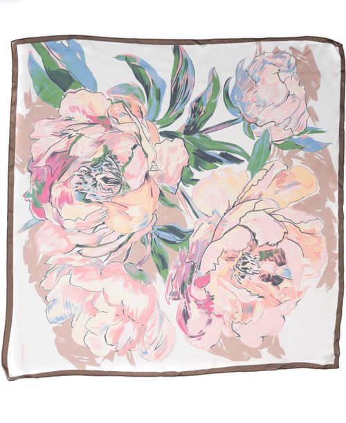 Peony Square Scarf - Black Neutral