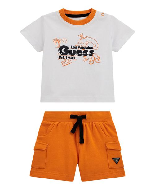 Baby Boys 2-Piece Short Sleeve T-Shirt and Active Shorts Set - White, Orange