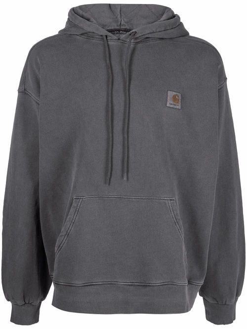 Nelson logo-patch cotton hoodie - Black