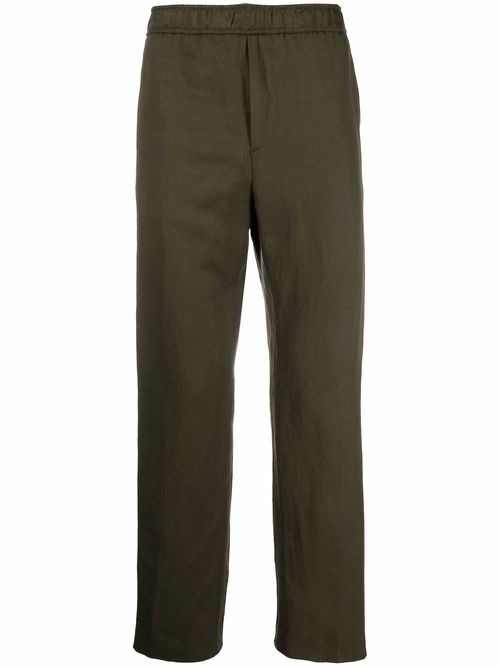 Logo-tape detail straight-leg trousers - Green