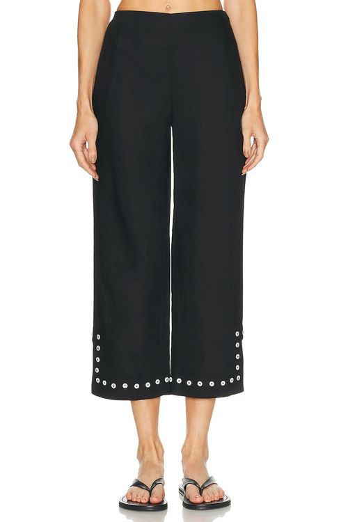 Staud Piha Linen Pant in Black - Black. L also in M