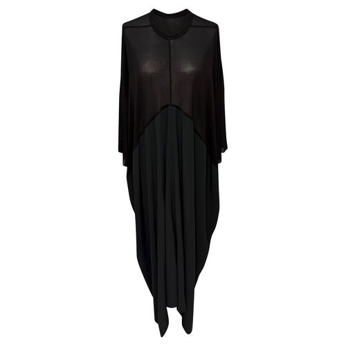 Crewneck Kite Maxi Dress in Black Cupro