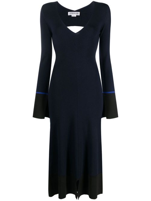 Cut-out knitted midi dress - Blue