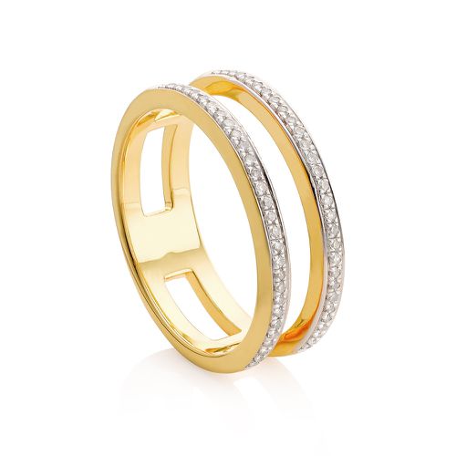Skinny Diamond Double Band Ring, Gold Vermeil on Silver