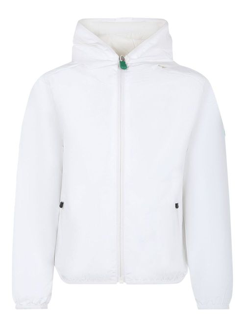 Zip-up hooded windbreaker - White