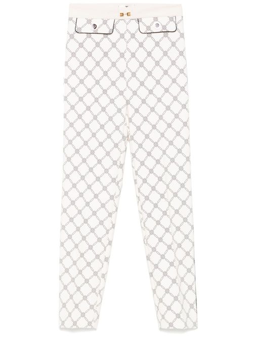 Diamond-print crepe trousers - Neutrals