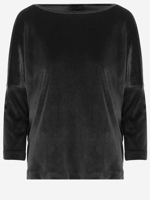Stretch Velvet Sweater — Black