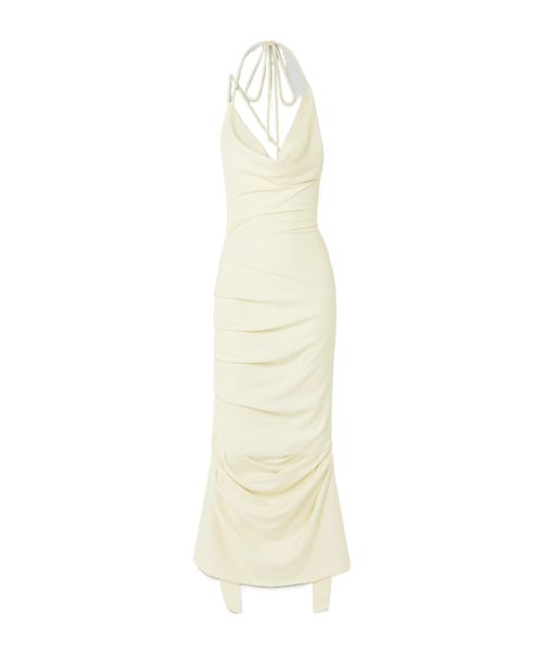 Printed stretch crepe gown