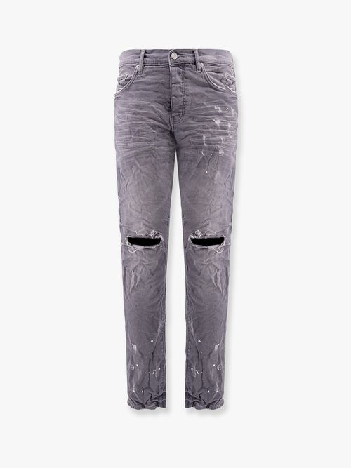 Purple Brand Worn Grey Knee Slit Slim Fit Jean