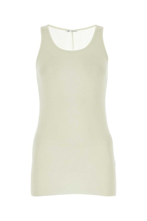 Ribbed Viscose Blend Tank Top — White