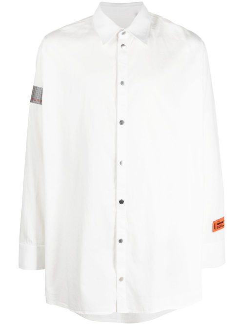 Stripe-detail popeline shirt - White